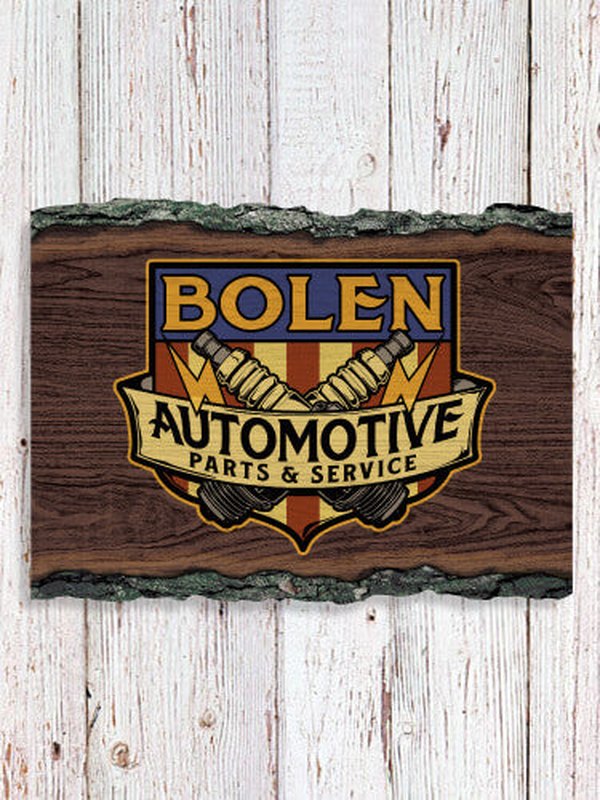 Vintage Automotive : Faux Sliced Log Plaque
