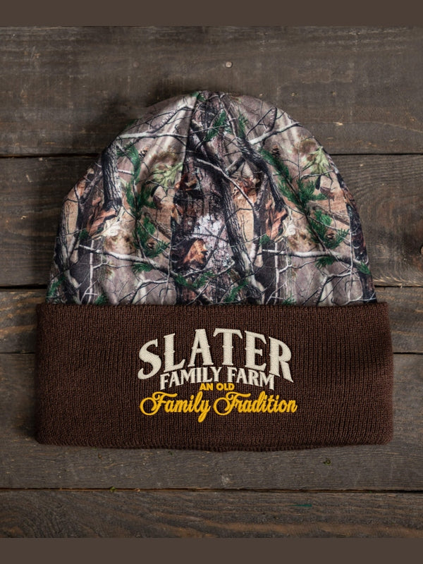 Farming Family Tradition : Embroidered 2-Tone Camo Cuffed Beanie