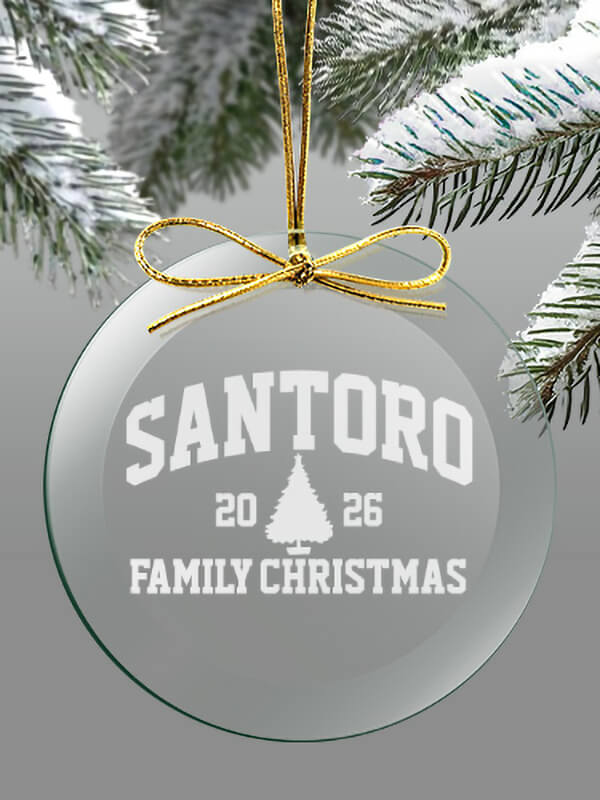 Christmas Varsity : 4 Inch Round Glass Ornament