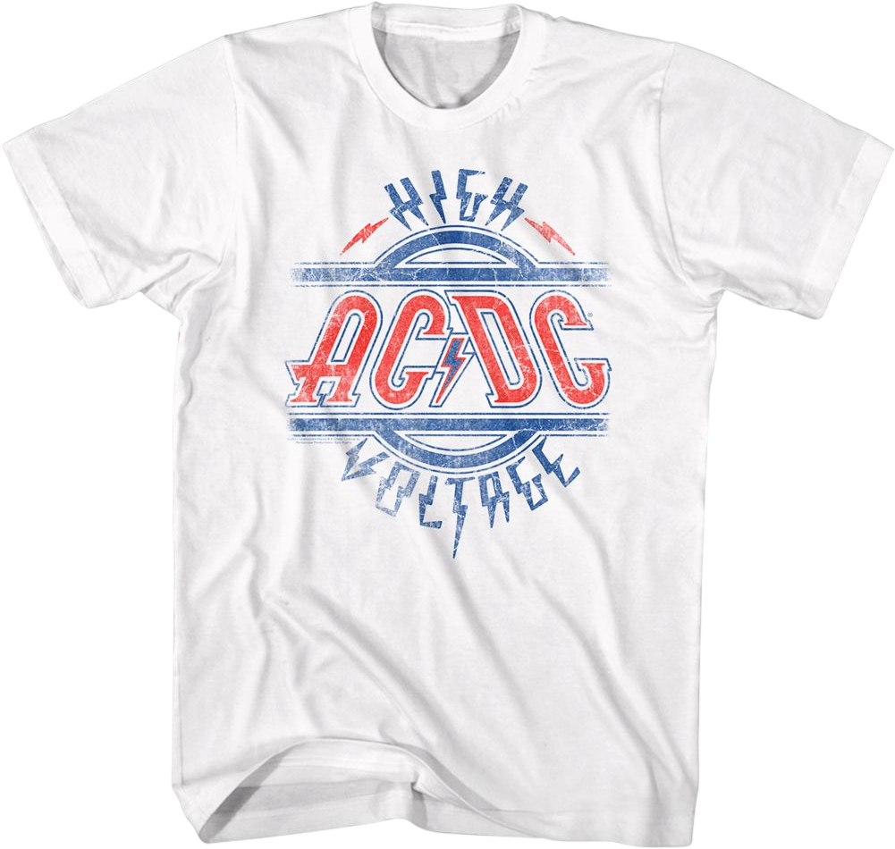Red White And Blue High Voltage Logo ACDC T-Shirt product image 1