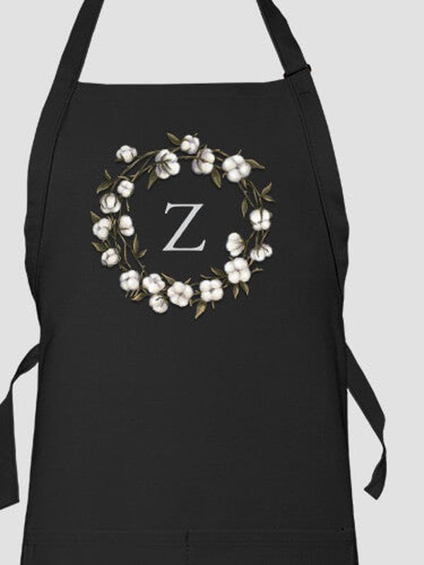Cotton Wreath Monogram : Printed Aprons