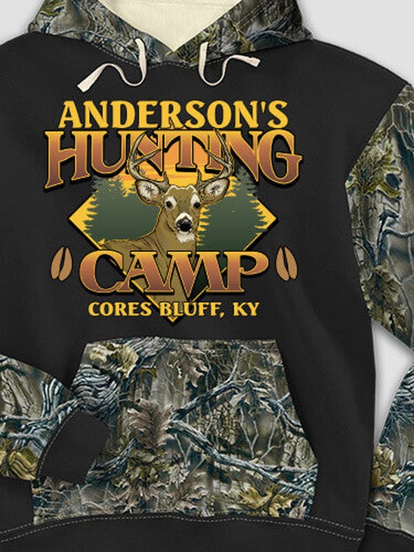 Deer Hunting Camp : Printed 2-Tone Camo Hoodies product image 1