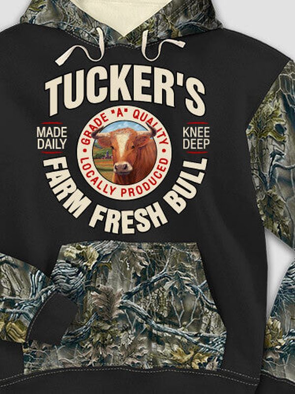 Farm Fresh Bull : Printed 2-Tone Camo Hoodies product image 1