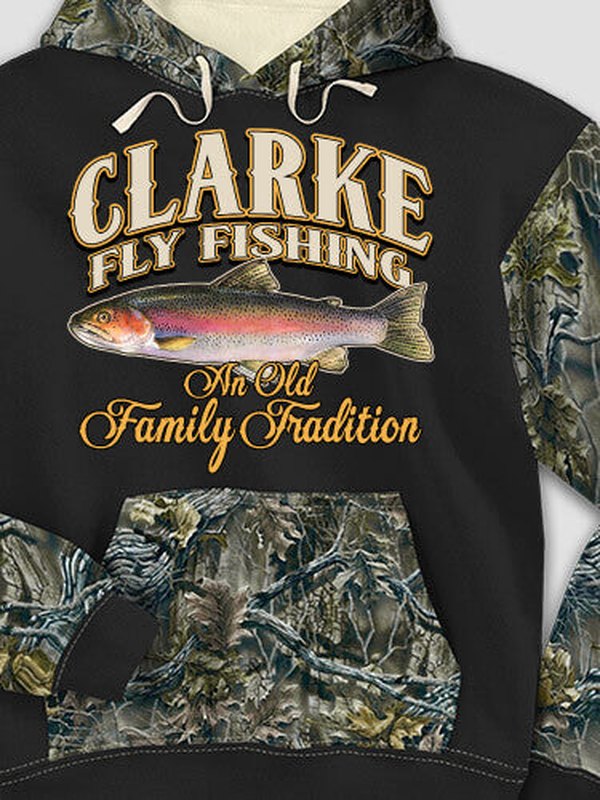 Fly Fishing Family Tradition : Printed 2-Tone Camo Hoodies product image 1