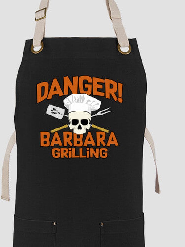 Danger Grilling : Printed Canvas Work Aprons