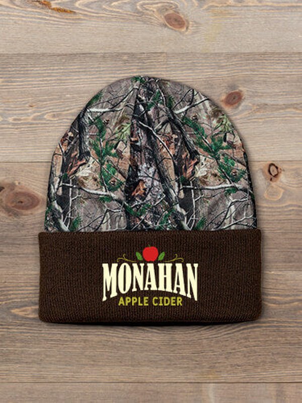 Apple Cider : Embroidered 2-Tone Camo Cuffed Beanie