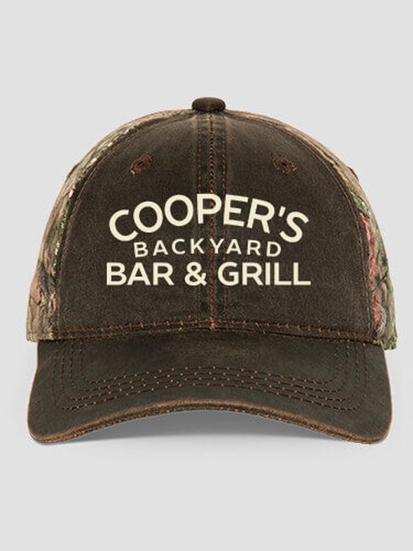 Backyard Bar and Grill : Embroidered 2-Tone Camo Hats