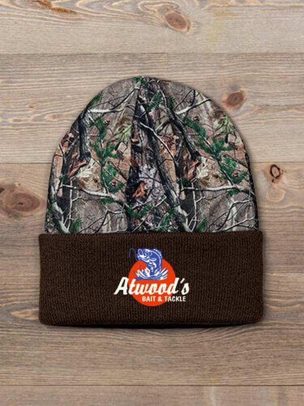 Bait and Tackle : Embroidered 2-Tone Camo Cuffed Beanie
