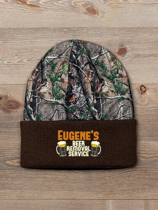 Beer Removal : Embroidered 2-Tone Camo Cuffed Beanie