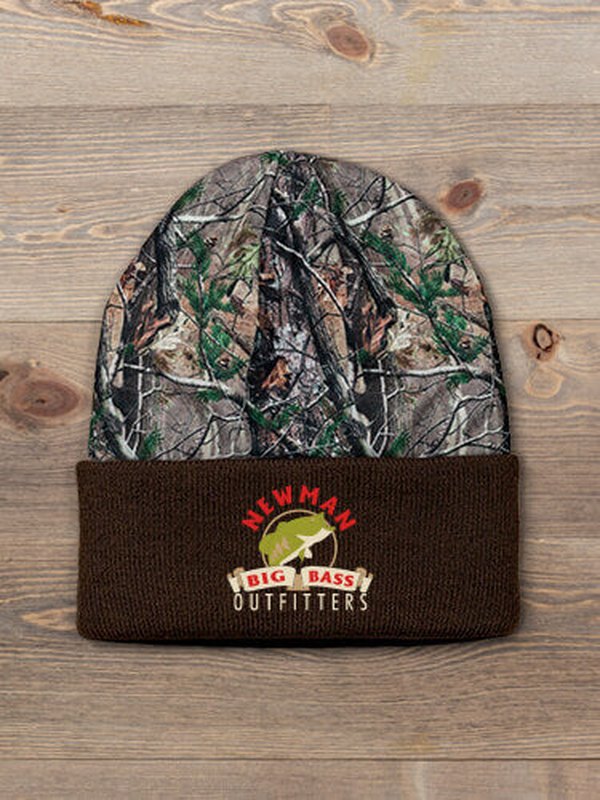 Big Bass Outfitters : Embroidered 2-Tone Camo Cuffed Beanie