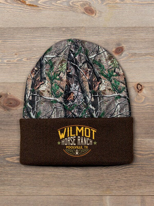 Classic Horse Ranch : Embroidered 2-Tone Camo Cuffed Beanie