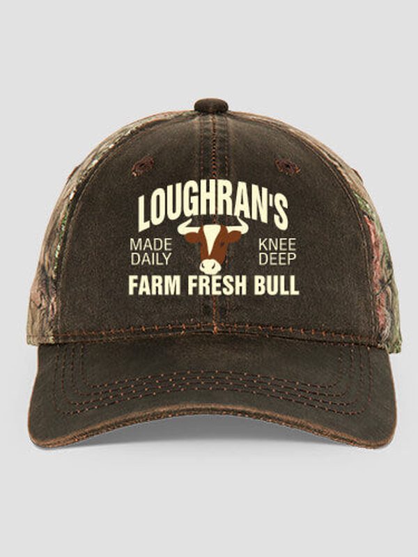 Farm Fresh Bull : Embroidered 2-Tone Camo Hats