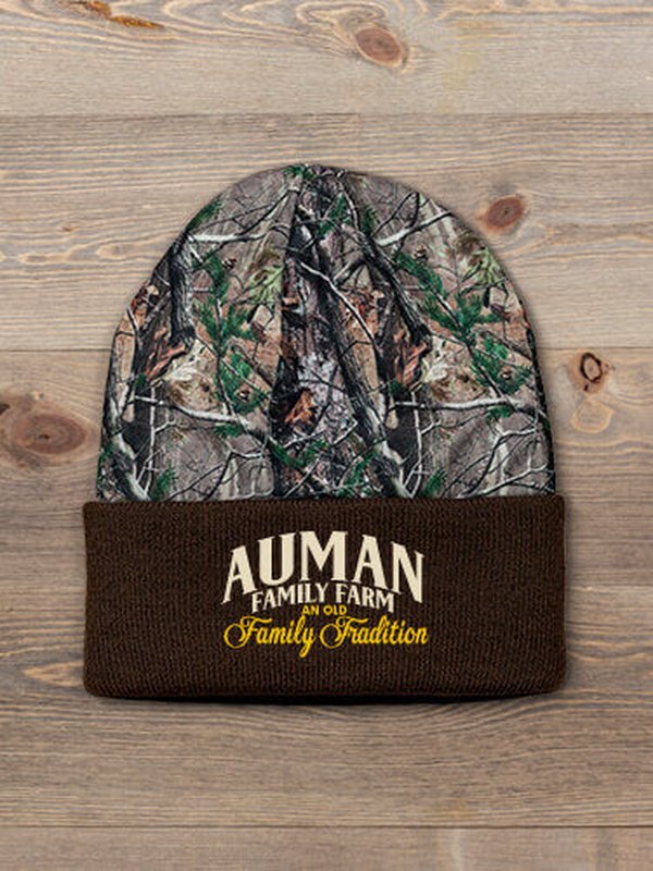 Farming Family Tradition : Embroidered 2-Tone Camo Cuffed Beanie