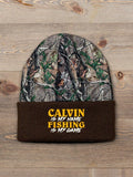 Fishing is my Game : Embroidered 2-Tone Camo Cuffed Beanie