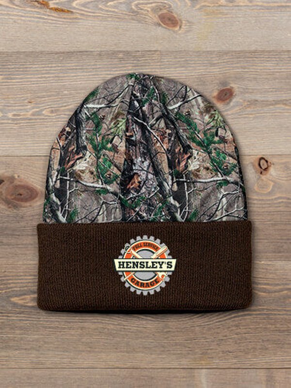 Garage : Embroidered 2-Tone Camo Cuffed Beanie