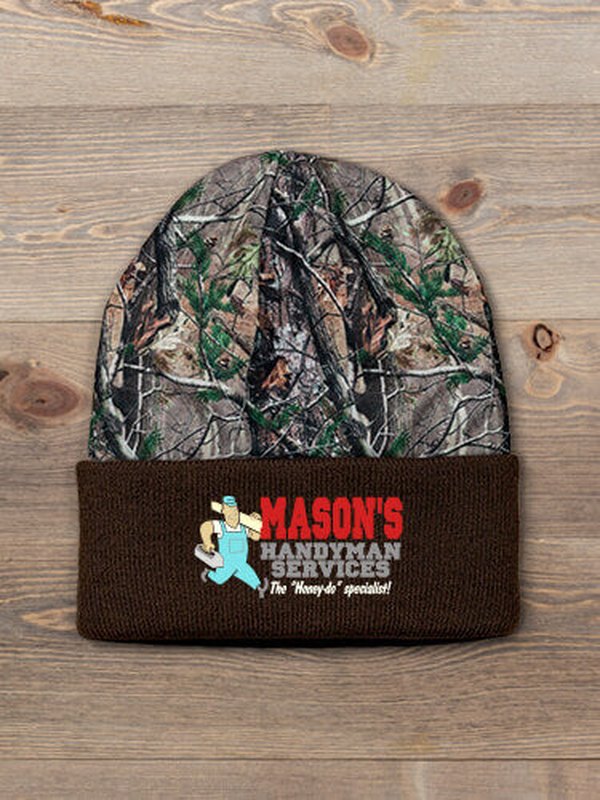 Handyman : Embroidered 2-Tone Camo Cuffed Beanie