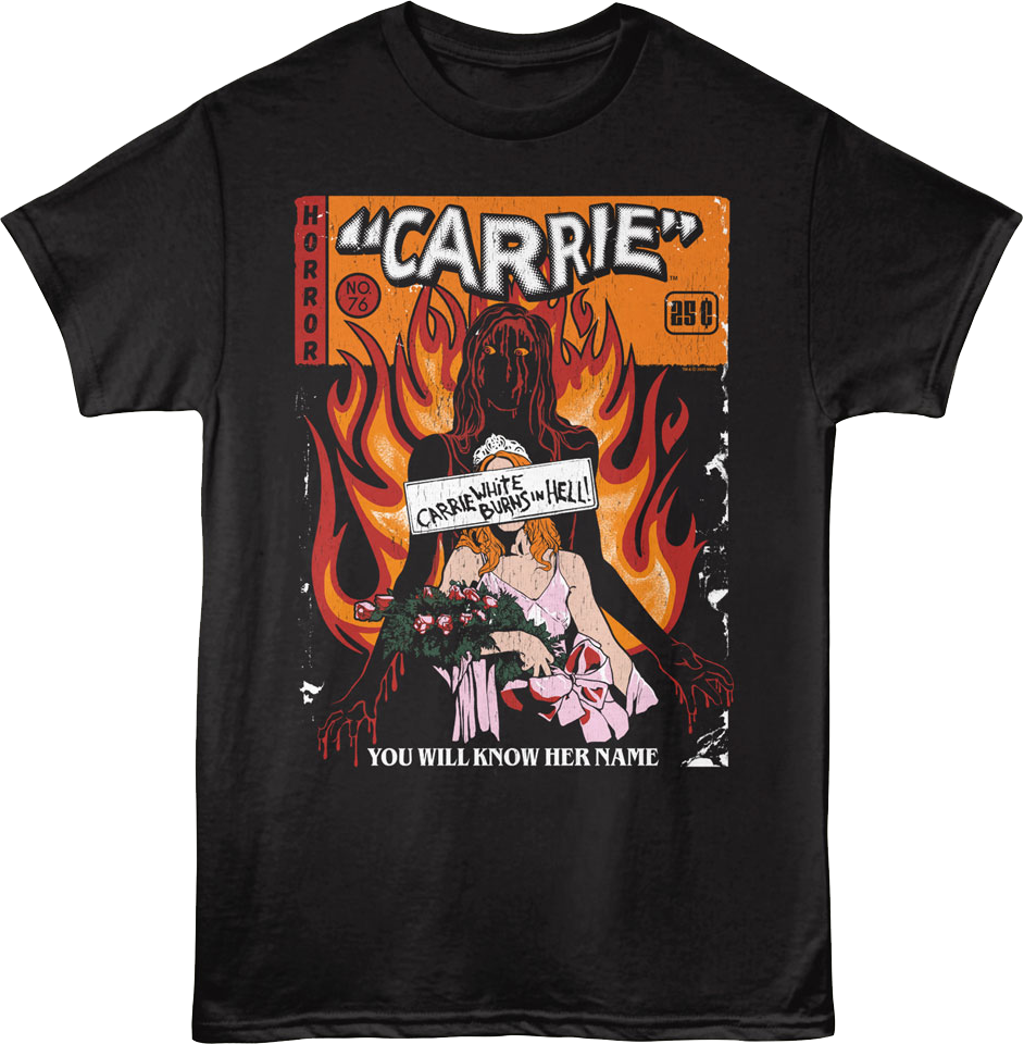 Flaming Comic Book Cover Carrie T-Shirt product image 1