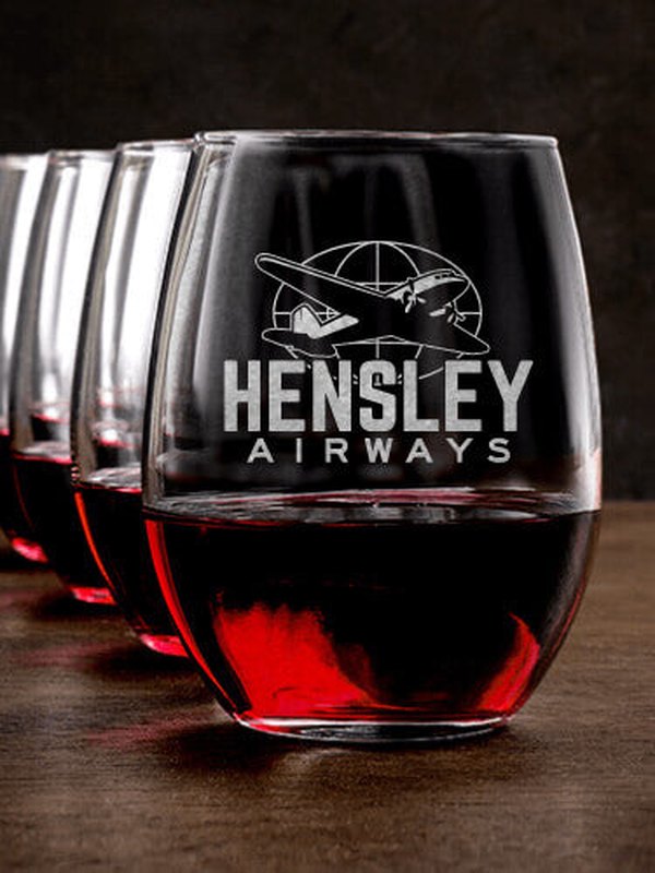 Airways : Stemless Wine Glasses - Engraved