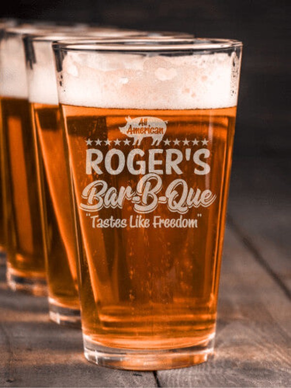 All American BBQ : Pint Glasses - Engraved