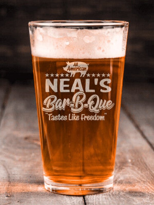 All American BBQ : Pint Glasses - Engraved