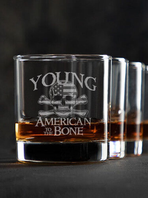 American to the Bone : Rocks Glasses - Engraved