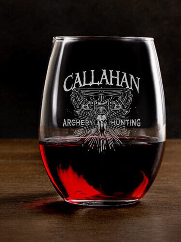 Archery Hunting : Stemless Wine Glasses - Engraved