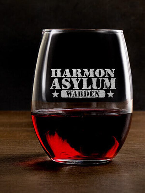 Asylum Warden : Stemless Wine Glasses - Engraved