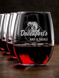 Bait and Tackle : Stemless Wine Glasses - Engraved