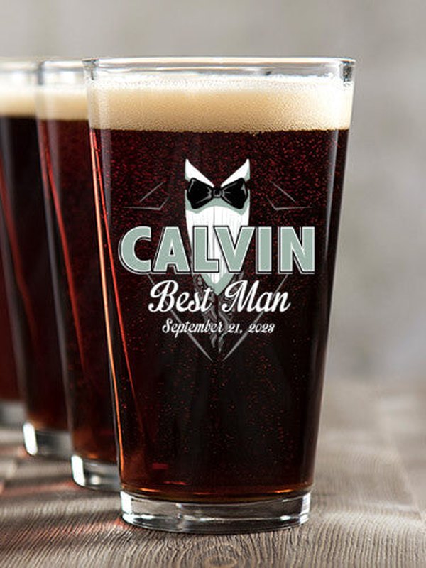 Bridal Party Guys : Pint Glasses - Color Printed