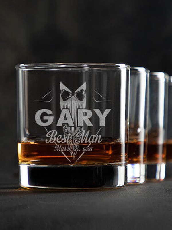 Bridal Party Guys : Rocks Glasses - Engraved
