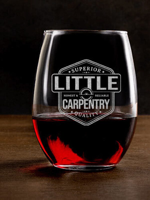 Carpentry : Stemless Wine Glasses - Engraved