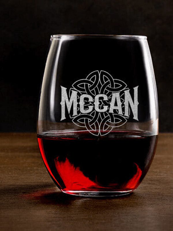 Celtic Heritage : Stemless Wine Glasses - Engraved