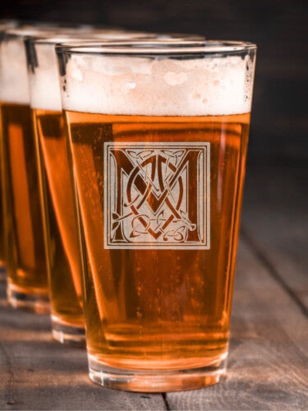 Celtic Monogram : Pint Glasses - Engraved