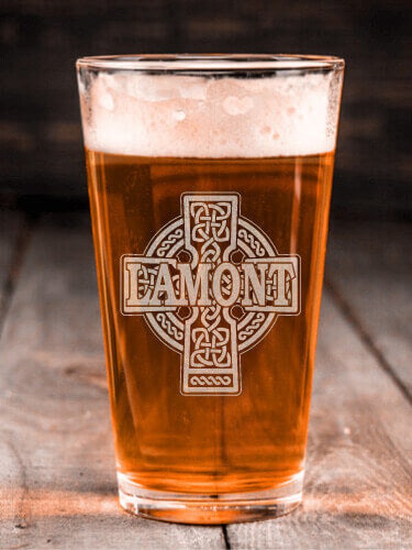 Celtic Stone Cross : Pint Glasses - Engraved
