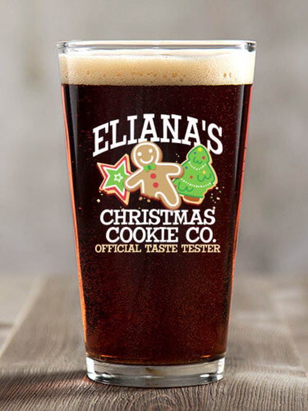 Christmas Cookie Tester : Pint Glasses - Color Printed