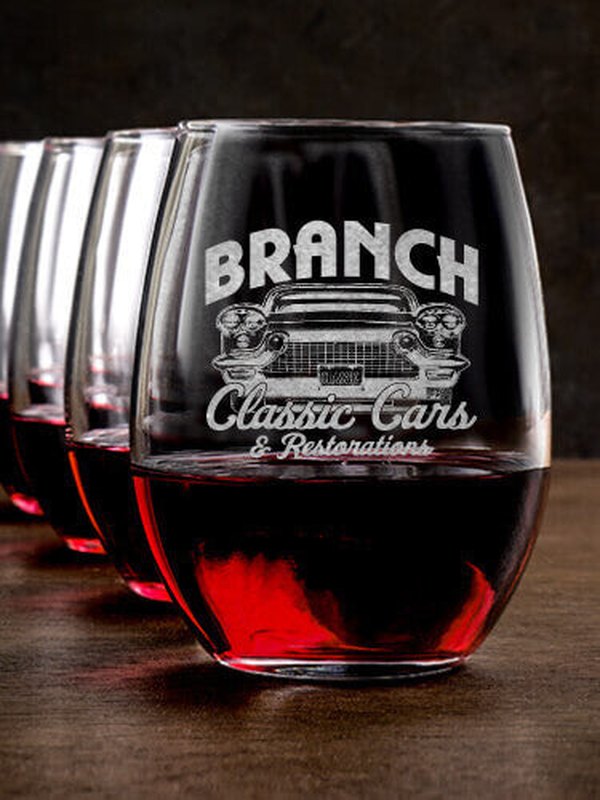 Classic Cars BP : Stemless Wine Glasses - Engraved