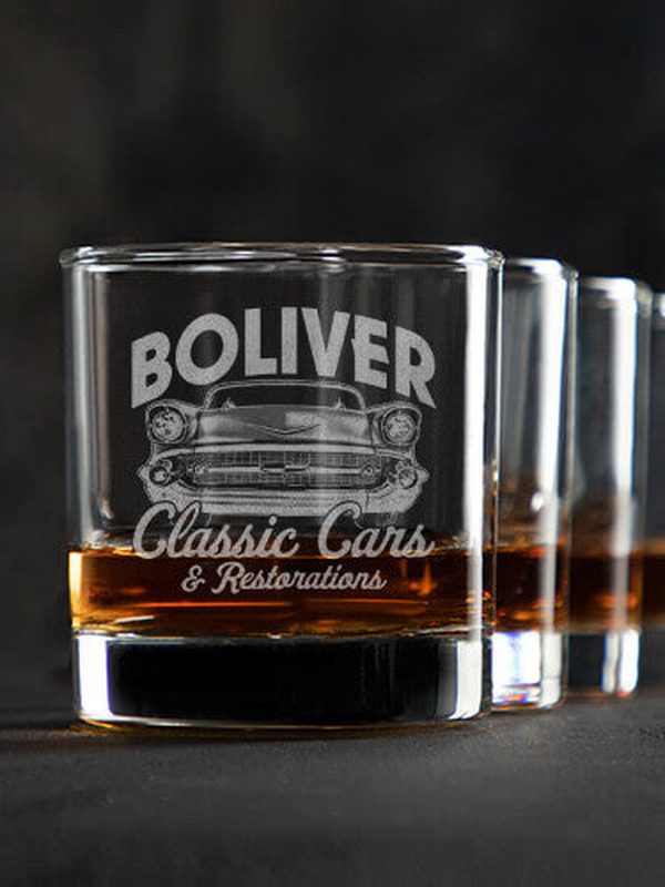 Classic Cars II : Rocks Glasses - Engraved