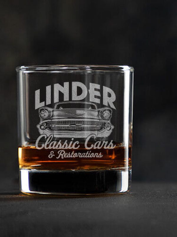 Classic Cars II : Rocks Glasses - Engraved