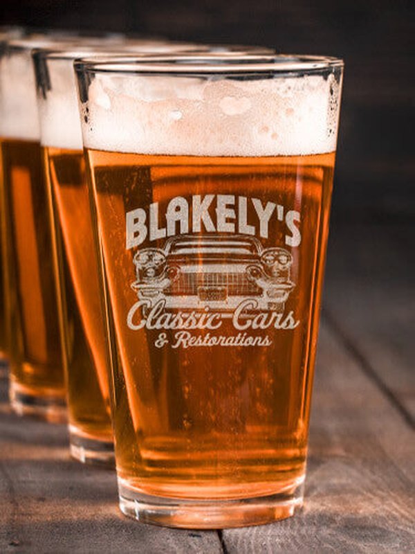 Classic Cars : Pint Glasses - Engraved