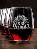 Classic Stables : Stemless Wine Glasses - Engraved