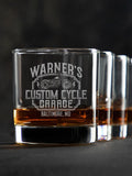 Custom Cycle Garage : Rocks Glasses - Engraved