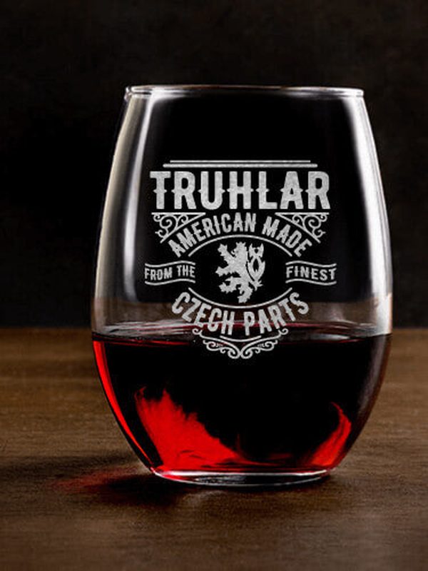 Czech Parts : Stemless Wine Glasses - Engraved