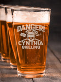 Danger Grilling : Pint Glasses - Engraved