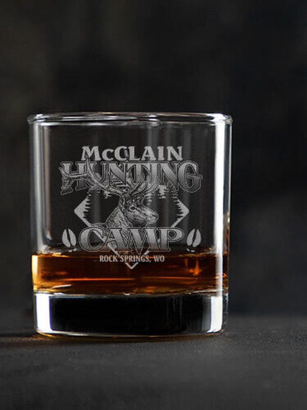 Elk Hunting Camp : Rocks Glasses - Engraved