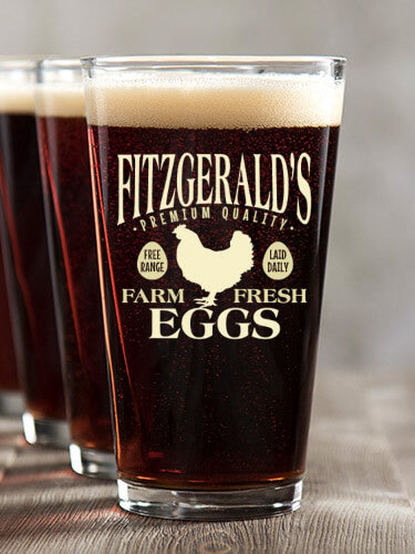 Farm Fresh Eggs : Pint Glasses - Color Printed