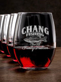 Fishing Family Tradition : Stemless Wine Glasses - Engraved