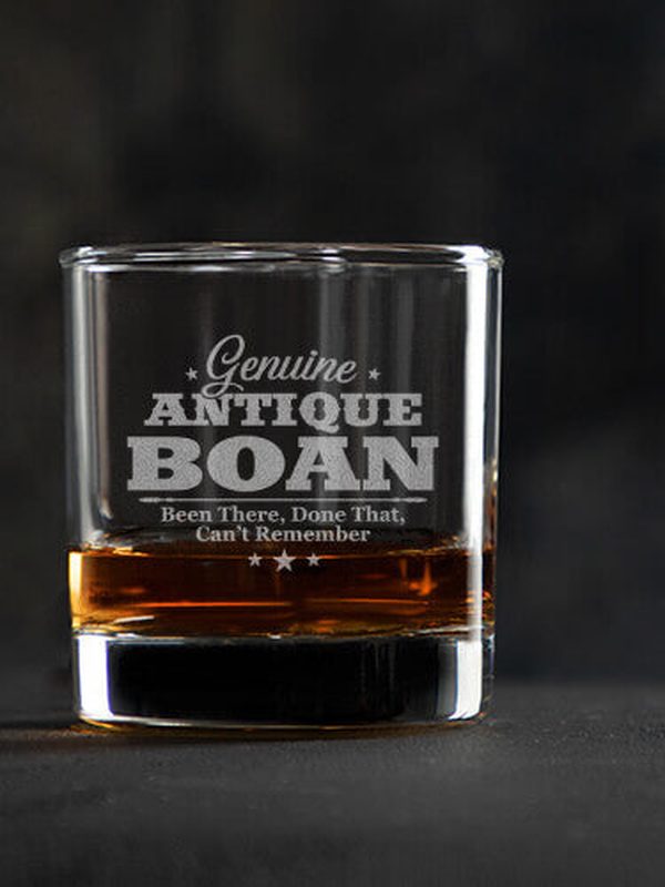 Genuine Antique : Rocks Glasses - Engraved
