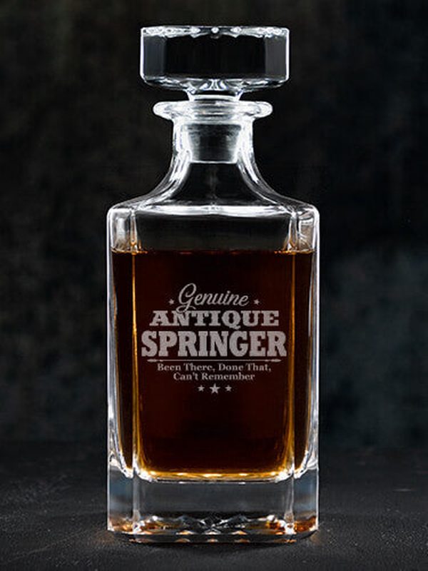 Genuine Antique : Whiskey Decanter - Engraved