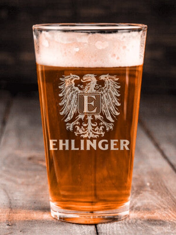 German Monogram : Pint Glasses - Engraved product image 2