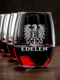 German Monogram : Stemless Wine Glasses - Engraved product image 1